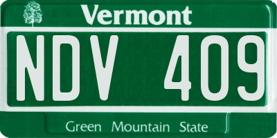 VT license plate NDV409