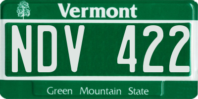 VT license plate NDV422