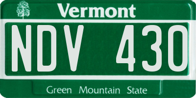 VT license plate NDV430
