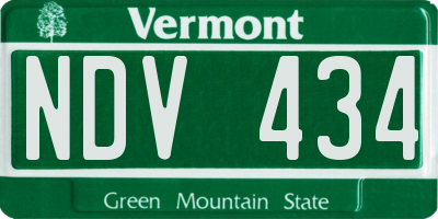 VT license plate NDV434