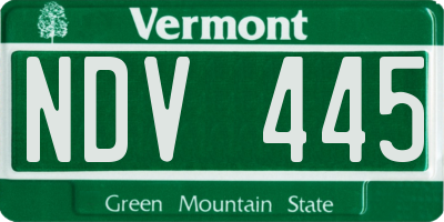 VT license plate NDV445