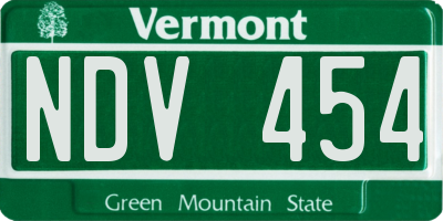 VT license plate NDV454