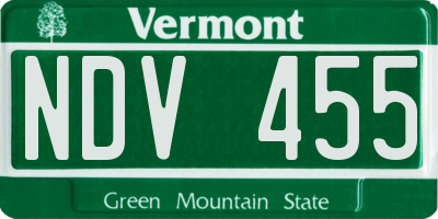 VT license plate NDV455