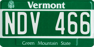 VT license plate NDV466