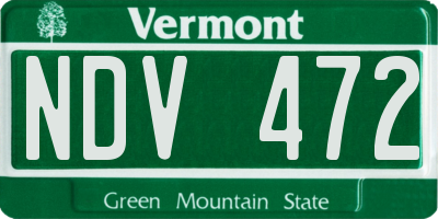 VT license plate NDV472
