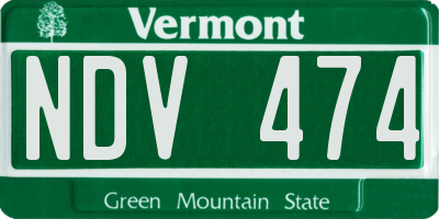 VT license plate NDV474