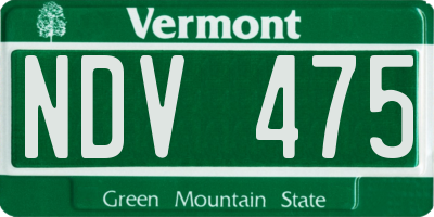 VT license plate NDV475