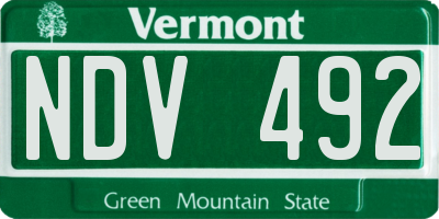 VT license plate NDV492