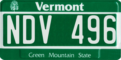 VT license plate NDV496