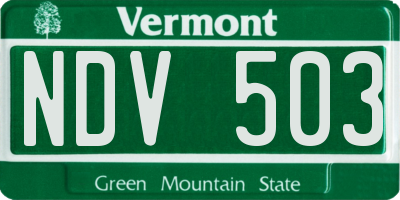 VT license plate NDV503