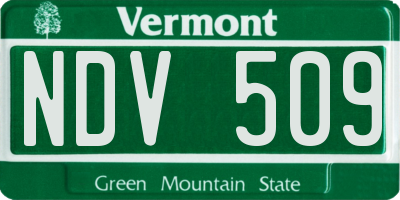 VT license plate NDV509