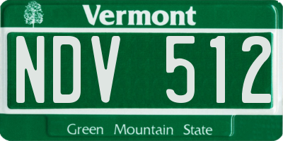 VT license plate NDV512