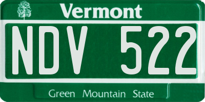 VT license plate NDV522