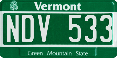 VT license plate NDV533