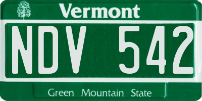 VT license plate NDV542