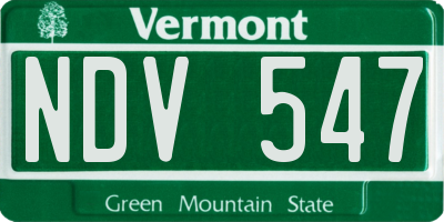 VT license plate NDV547