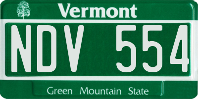 VT license plate NDV554