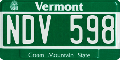 VT license plate NDV598