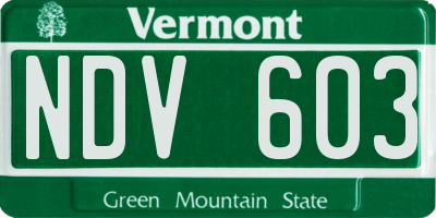 VT license plate NDV603