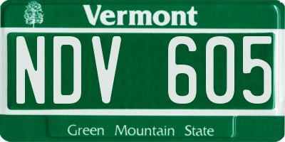 VT license plate NDV605