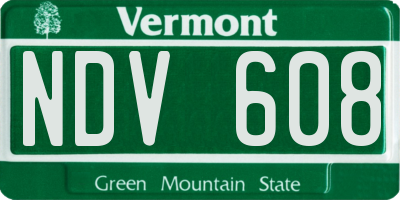 VT license plate NDV608