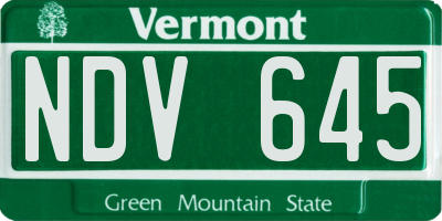 VT license plate NDV645