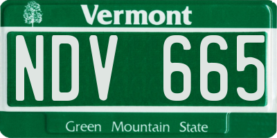 VT license plate NDV665