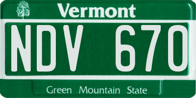 VT license plate NDV670