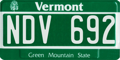 VT license plate NDV692