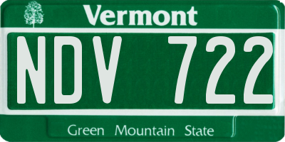 VT license plate NDV722