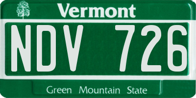VT license plate NDV726