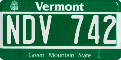 VT license plate NDV742