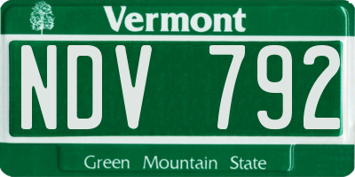 VT license plate NDV792