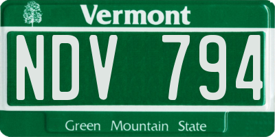 VT license plate NDV794