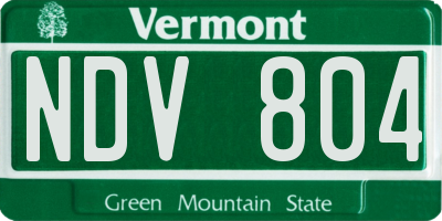 VT license plate NDV804
