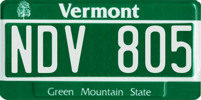 VT license plate NDV805