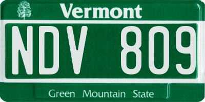 VT license plate NDV809