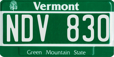 VT license plate NDV830