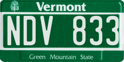 VT license plate NDV833