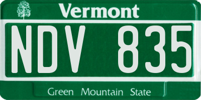 VT license plate NDV835