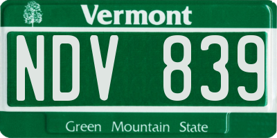 VT license plate NDV839