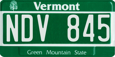VT license plate NDV845