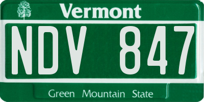 VT license plate NDV847
