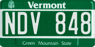 VT license plate NDV848