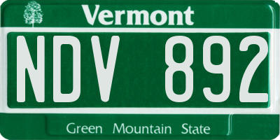VT license plate NDV892