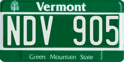 VT license plate NDV905