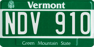 VT license plate NDV910