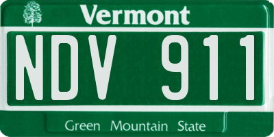 VT license plate NDV911