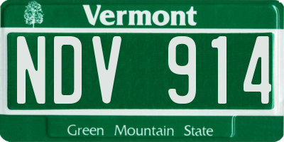 VT license plate NDV914