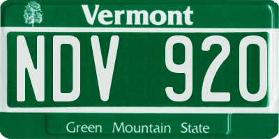 VT license plate NDV920